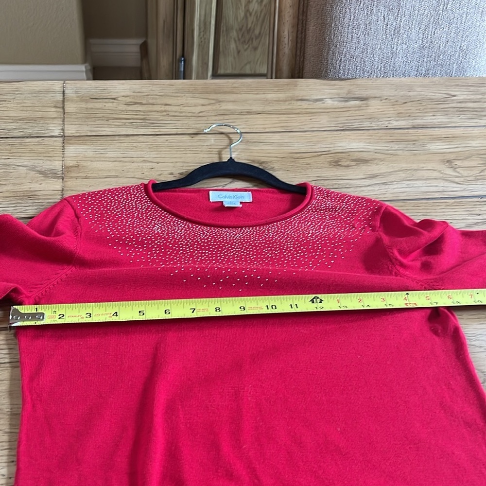 Calvin Klein Gold Stud Embellished Sweater in Red - Picture 13 of 14